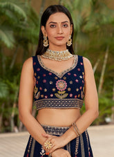 Alluring Looking Lehenga Choli in Navy Blue